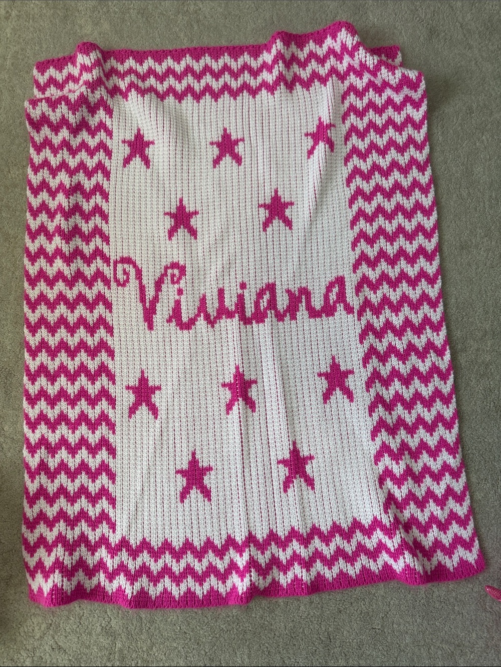 Personalized Pink and White Kids Blanket - Custom Name Design